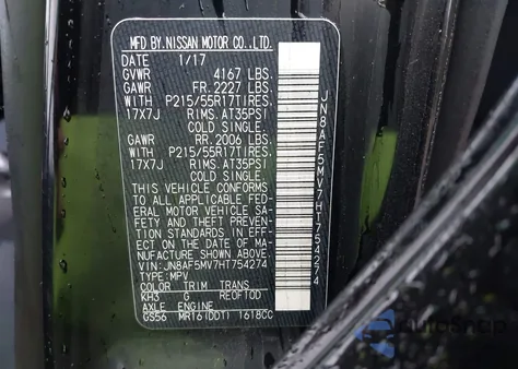 2017 Nissan Juke Sv z USA, uszkodzony, nr VIN JN8AF5MV7HT754274